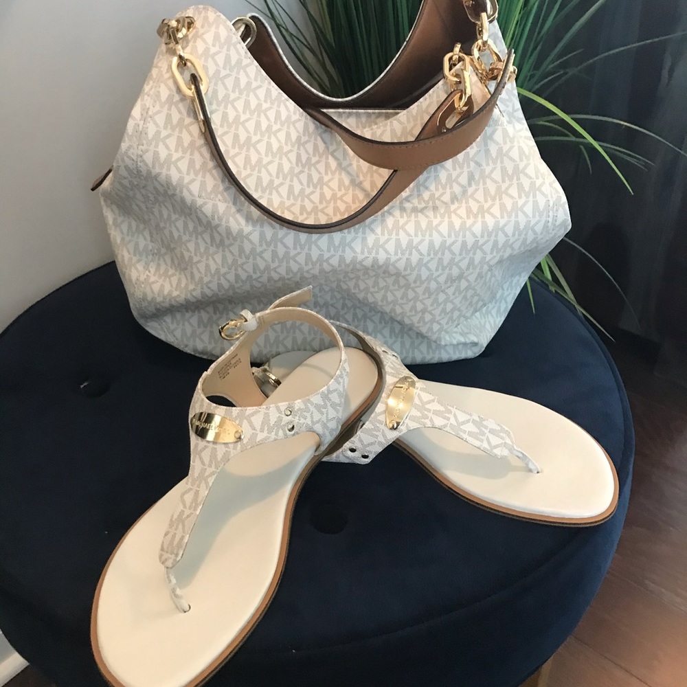 Michael Kors bucket bag and sandals
